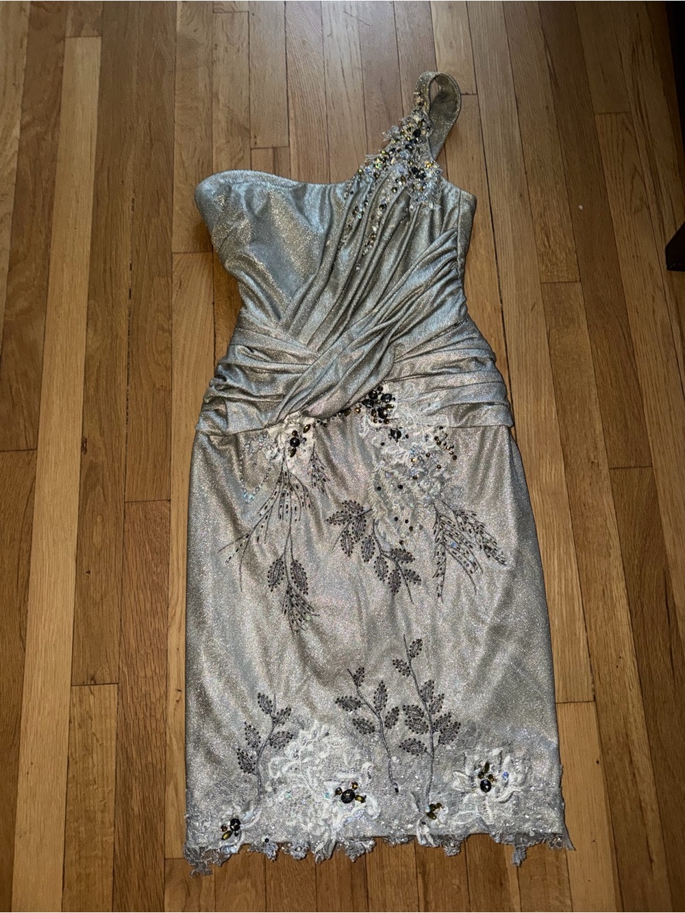 Mandalay sparkly silver one shoulder dress 10